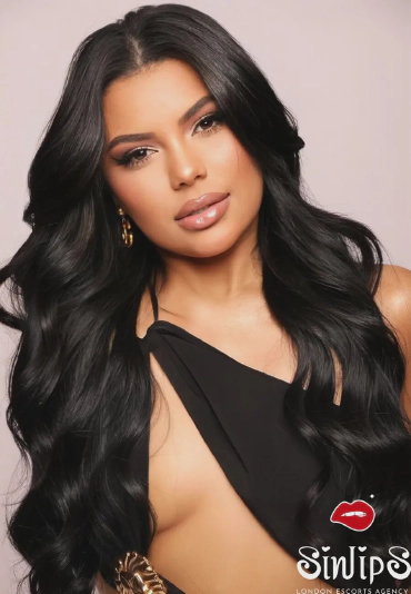 Trufana, gorgeous busty brunette stunning looking in a see through bra and showing her ass